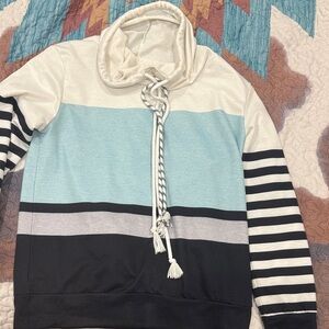 Striped Hoodie with Drawstring